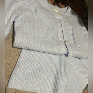 aerie Pastel Blue Ribbed Knit Cardigan Set